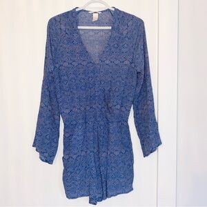 Blue & Cream Paisley Romper